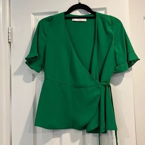 Size XS green wrap top from Zara